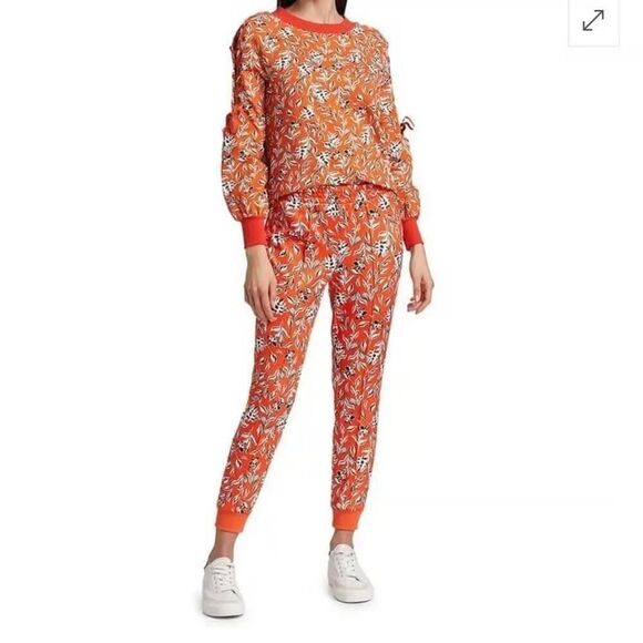 Alice + Olivia Tokyo High Tech Jogger Floral Red Small - Picture 2 of 6